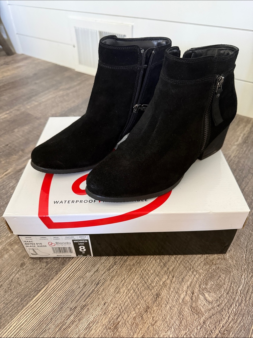 Blondo Black Suede Ankle Booties with Side Zip